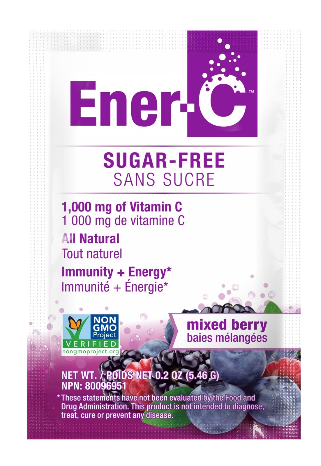Ener-C berry drink in a glass, vibrant color, zero sugar