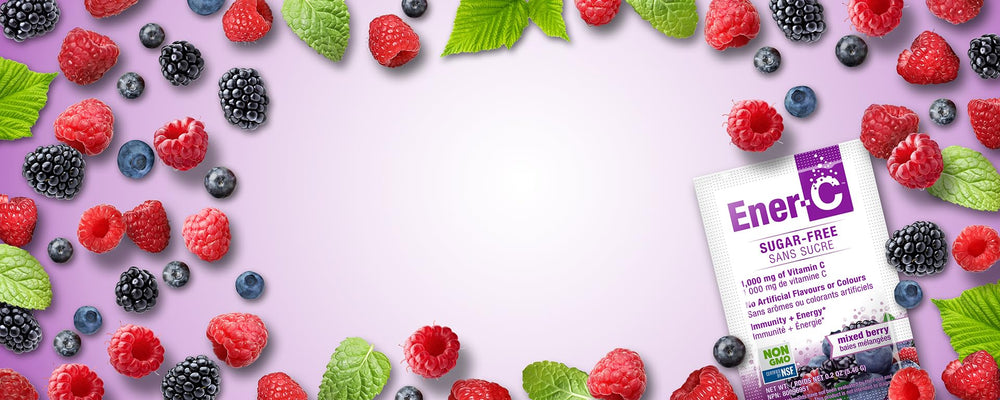 Ener-C back packaging panel highlights vegan, gluten-free, non-GMO attributes