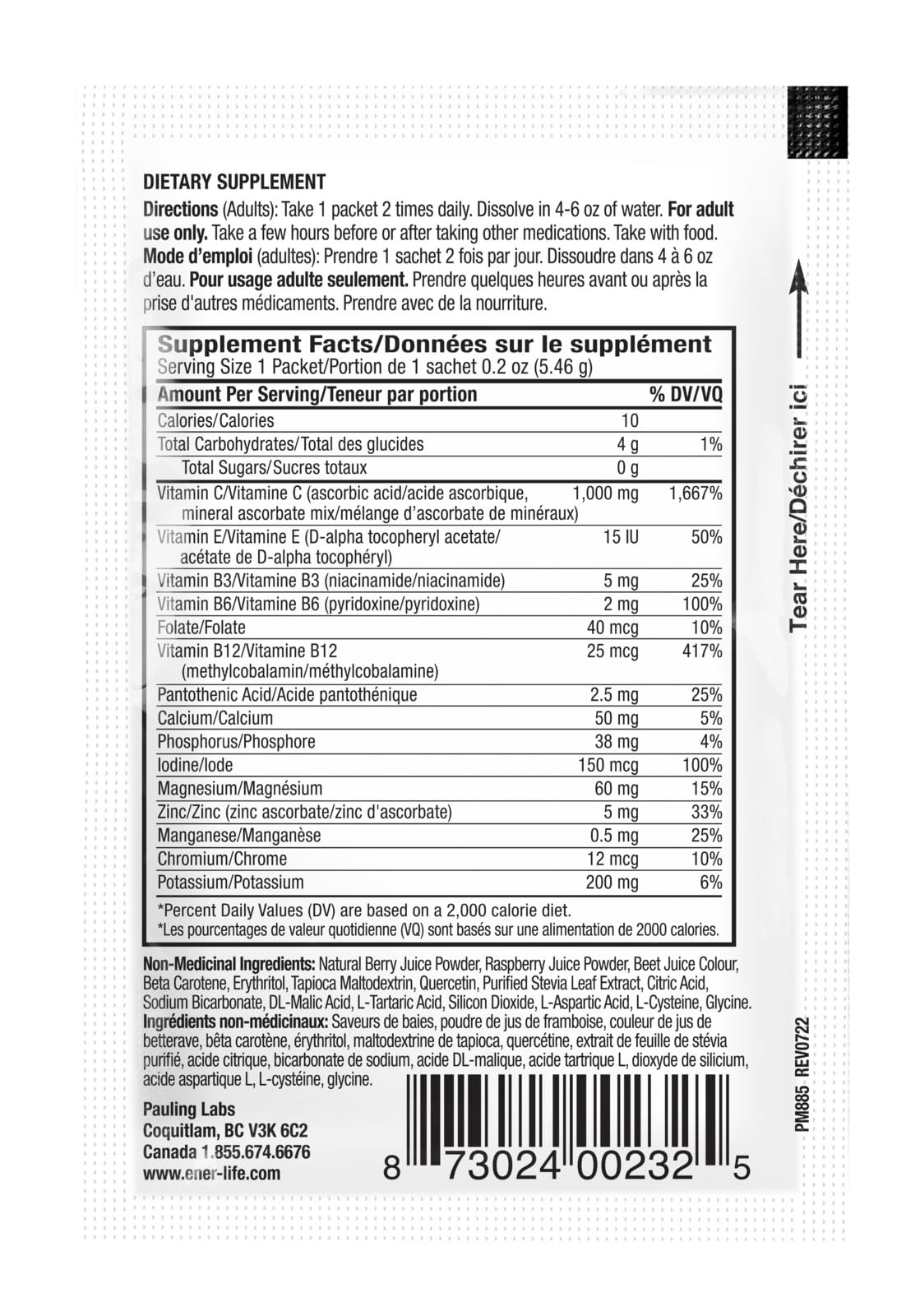 Scoop of Ener-C powder being added to water for hydration