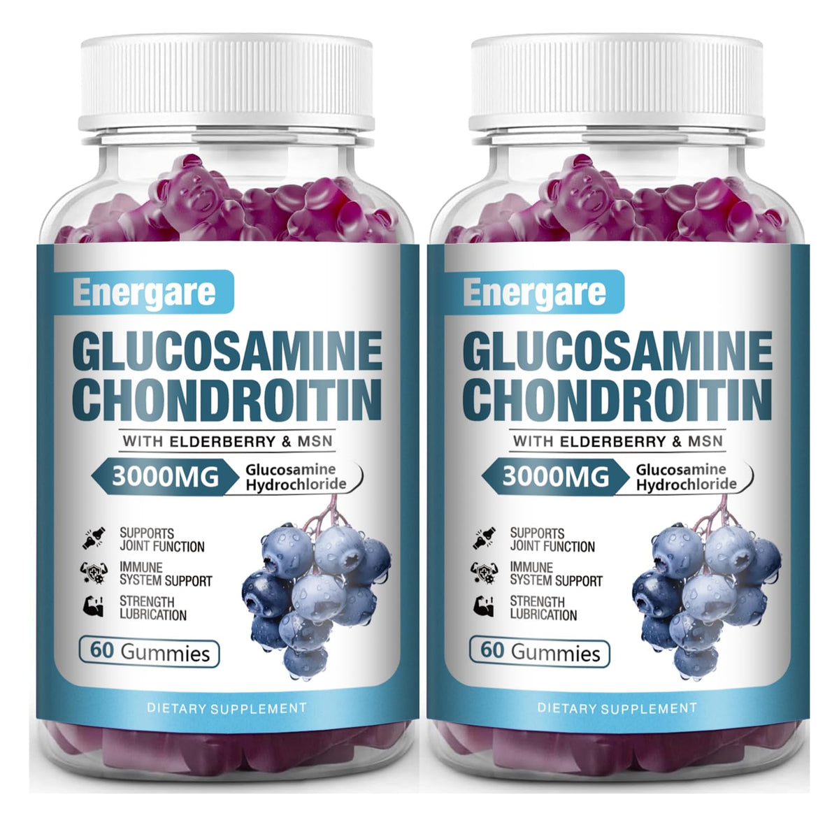 Energare Glucosamine Chondroitin Gummies bottle suggests joint support potential