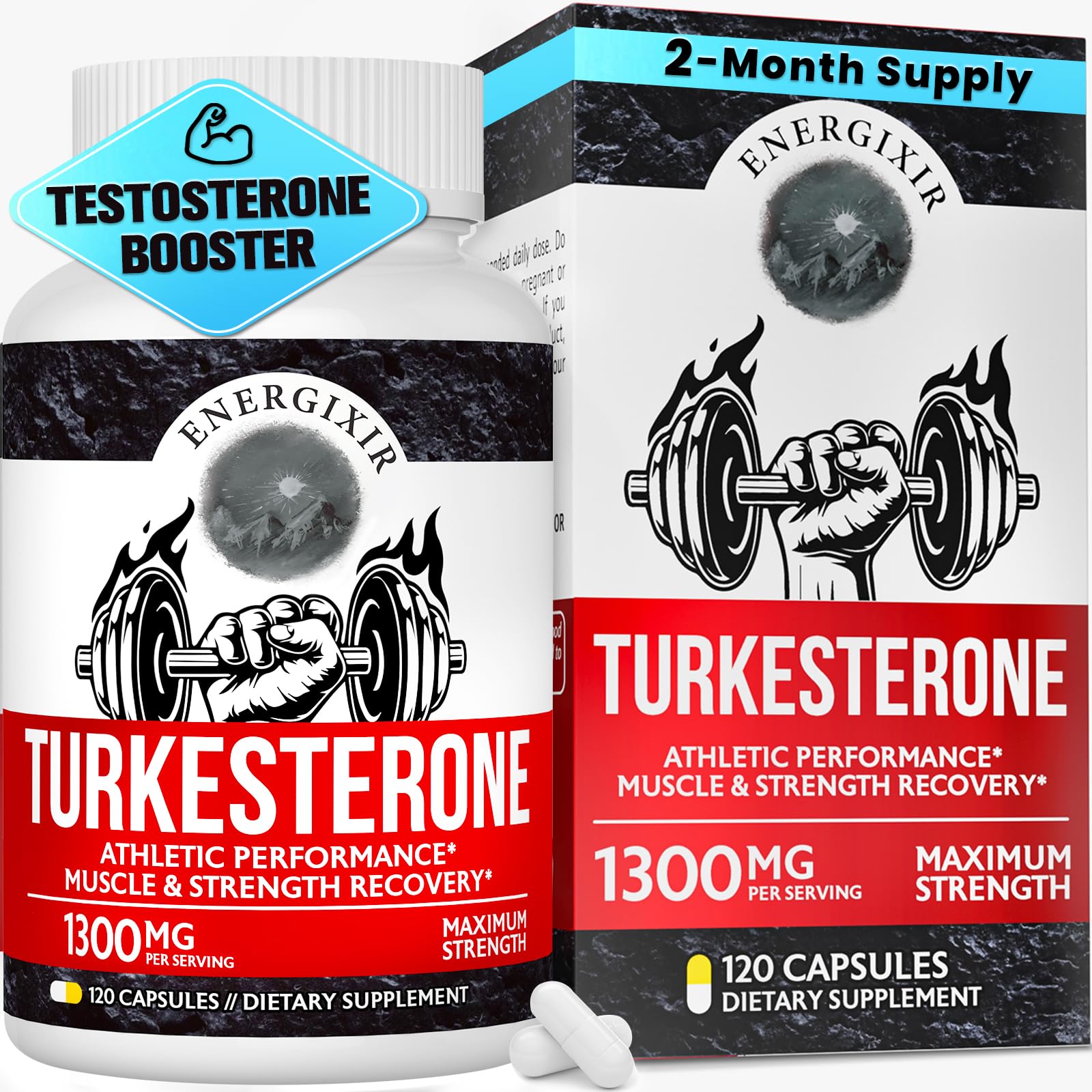Energixir Turkestanica bottle label highlighting high potency for energy support.