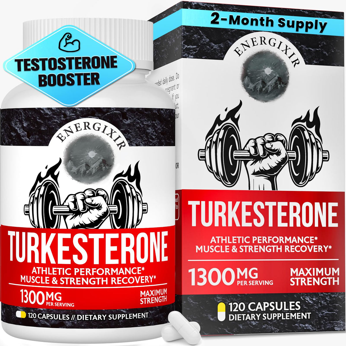Energixir Turkestanica bottle label highlighting high potency for energy support.