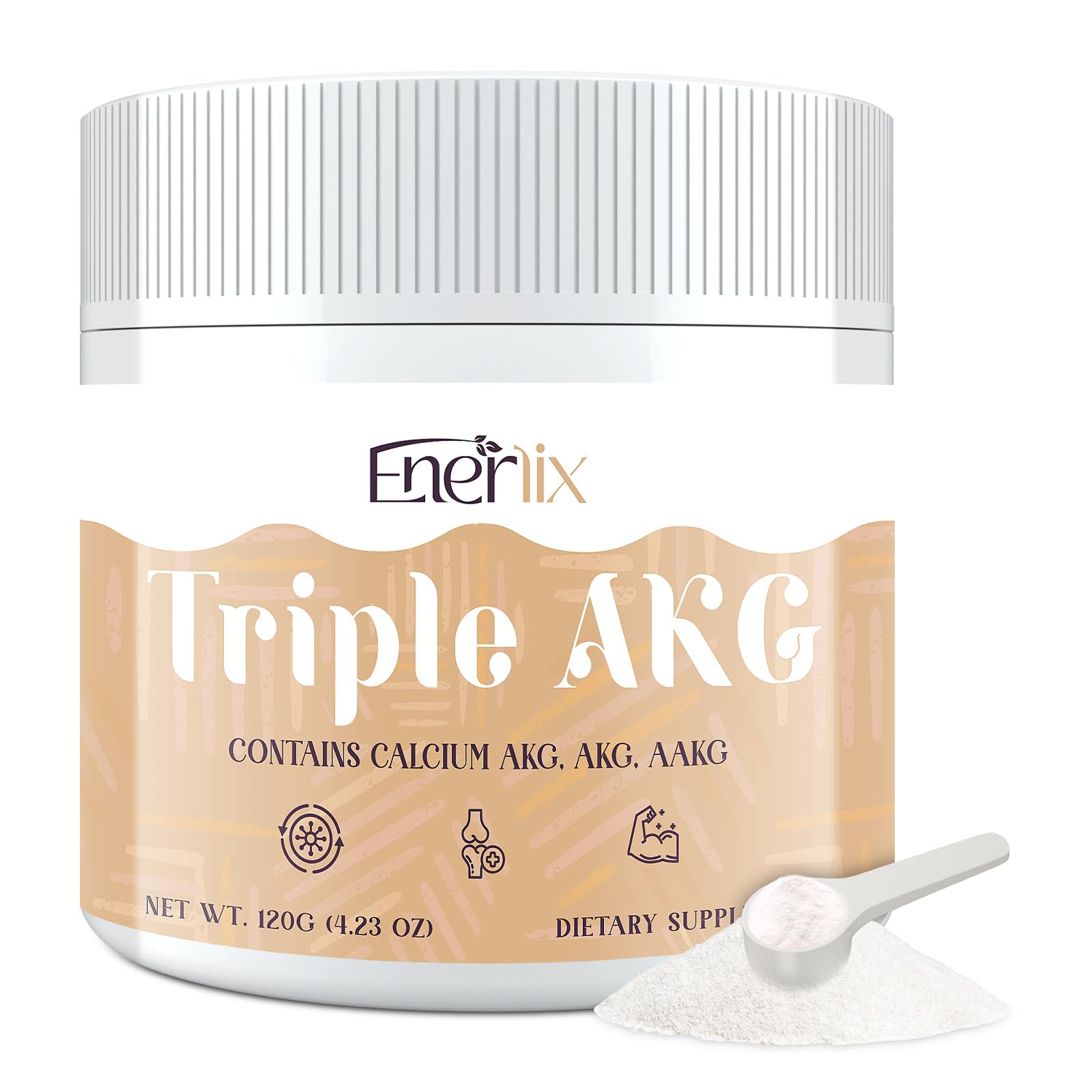 Enerlix 11-in-1 AKG bottle front shows complete longevity-support formula.