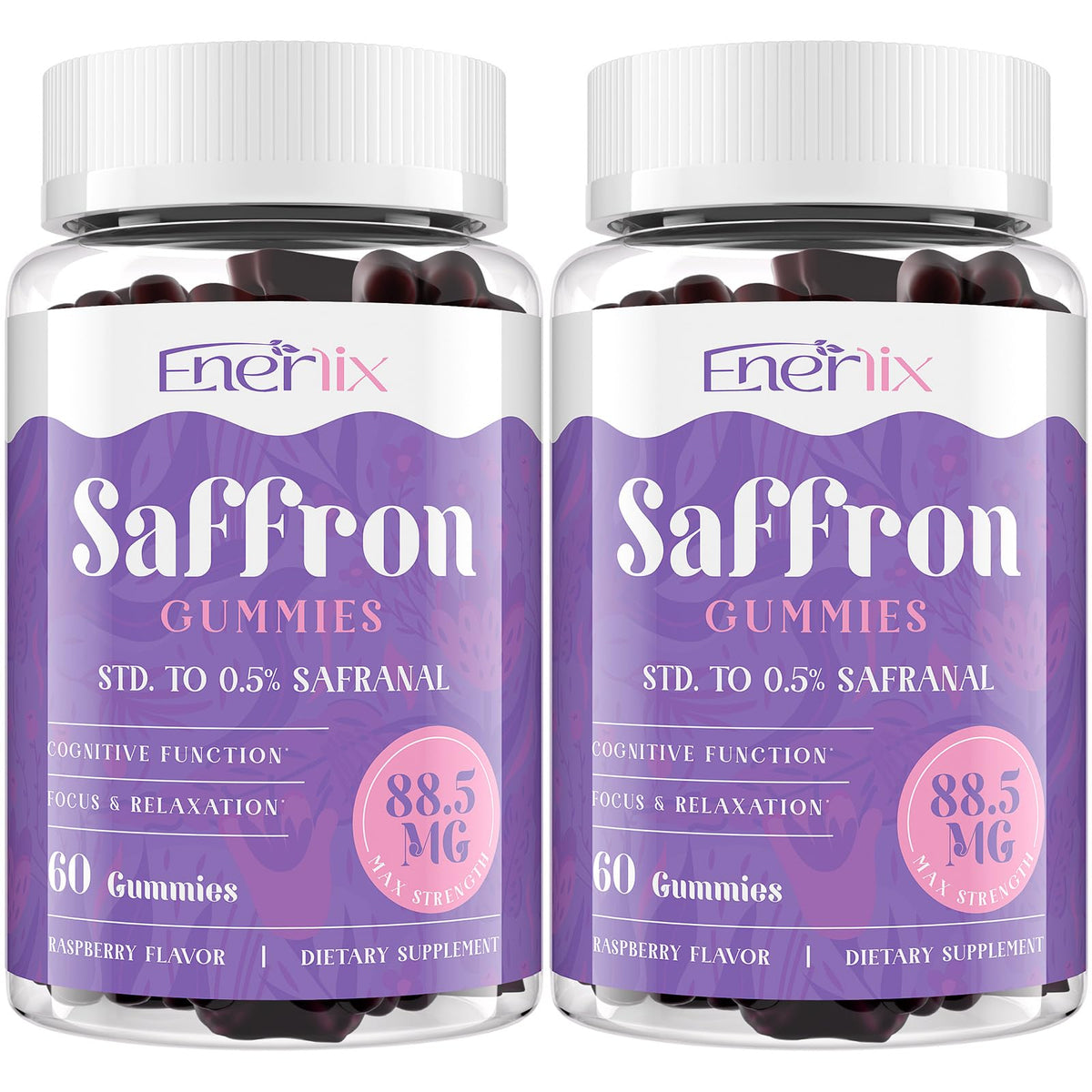 Enerlix Saffron Gummies bottle pour offers convenient daily mood support.