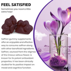 Enerlix Saffron Gummies close-up reveals vibrant saffron-infused gummies.