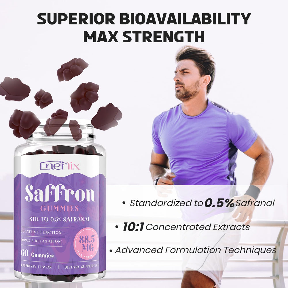 Enerlix Saffron Gummies ingredients showcase magnesium and vitamins.