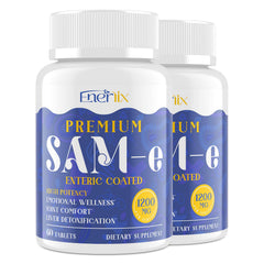 Enerlix SAM-e bottle label highlights vegan high-potency formula