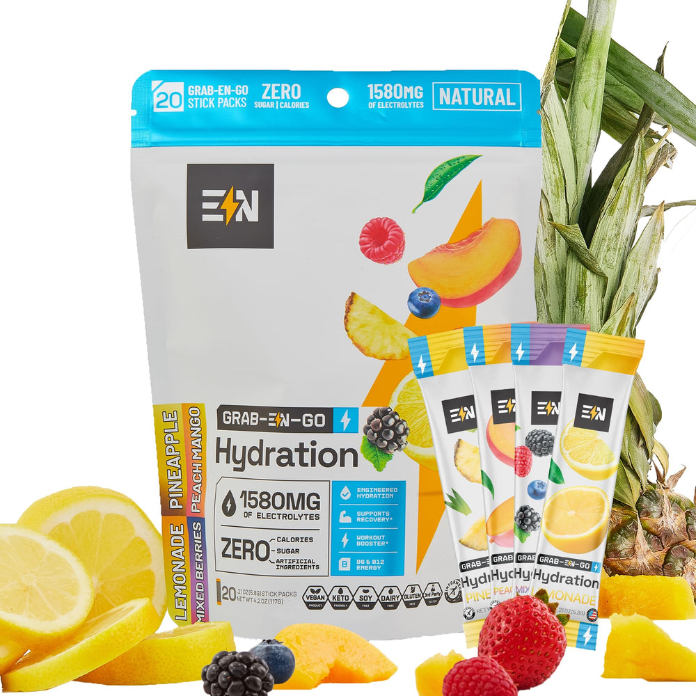 Engineered Nutrition Lemonade electrolyte packets for on-the-go hydration without sugar or calories