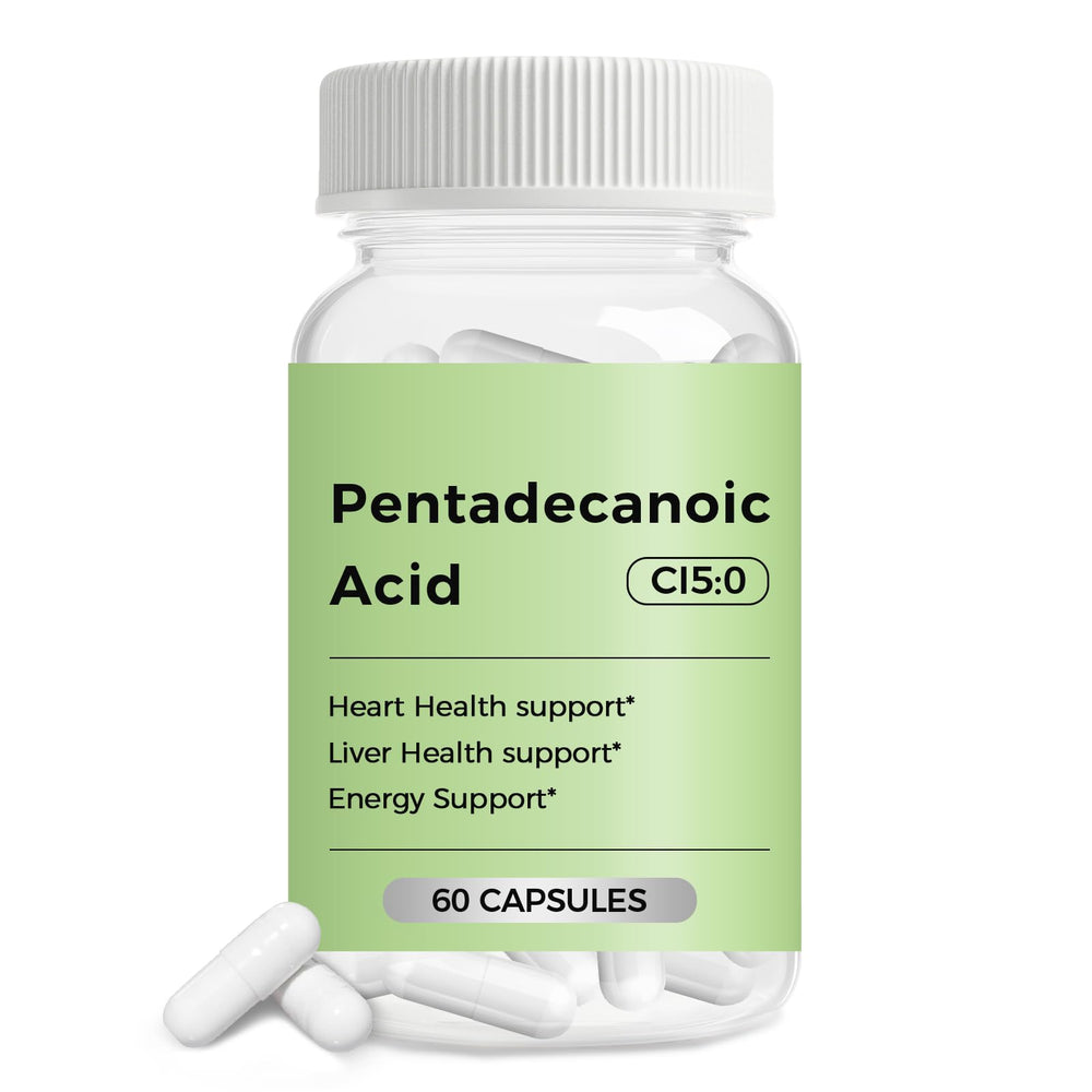 Engtozl Pentadecanoic Acid bottle closeup highlights purity for daily wellness.