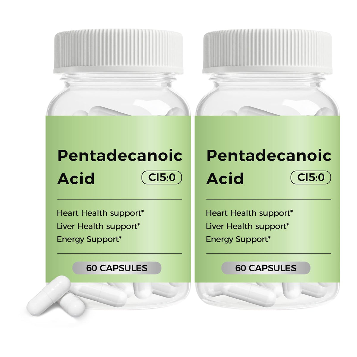 Engtozl pentadecanoic acid C15 supplement bottle shown for daily wellness use.