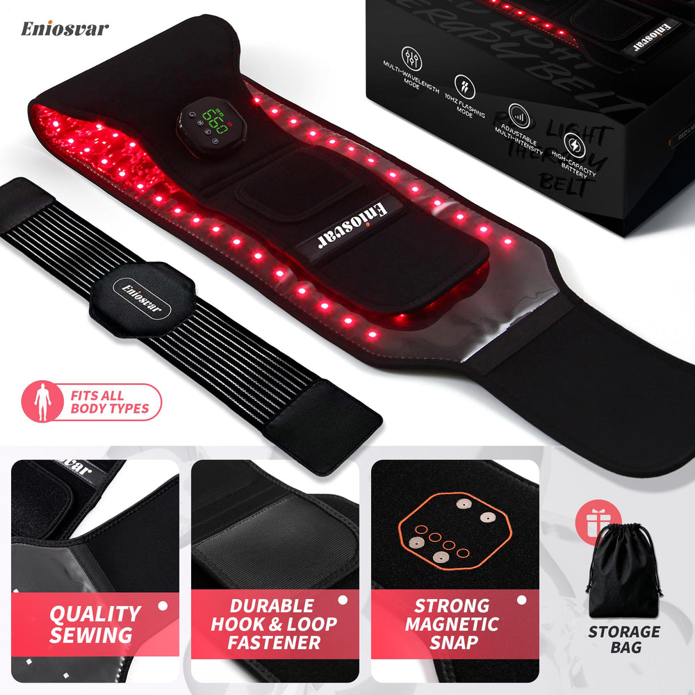 Eniosvar Red Light Therapy Belt storage bag and accessories for easy transport.