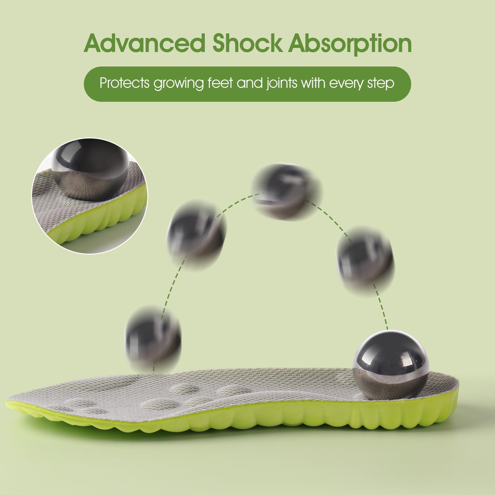 ENLOPQ 4D Breathable Design insoles keep kids' feet cool and dry during play.