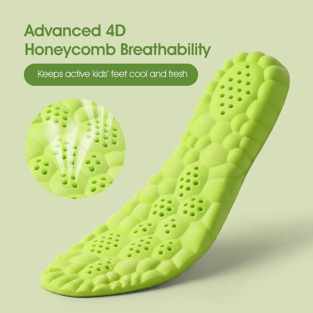 ENLOPQ Gentle Arch Support insoles promote healthy walking and better posture for developing feet.