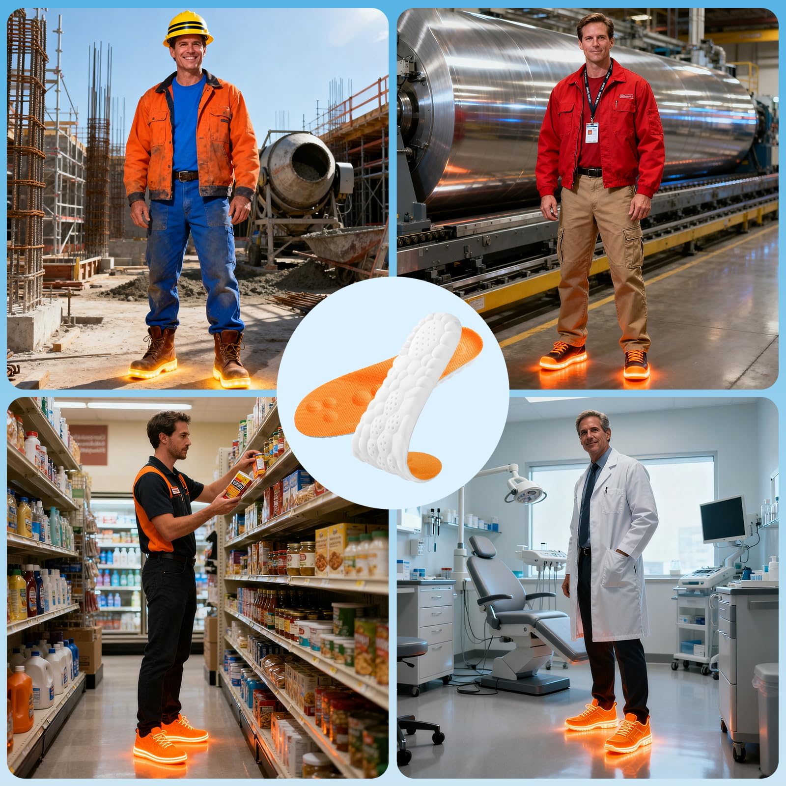 ENLOPQ versatile insoles fit sneakers, boots, and dress shoes