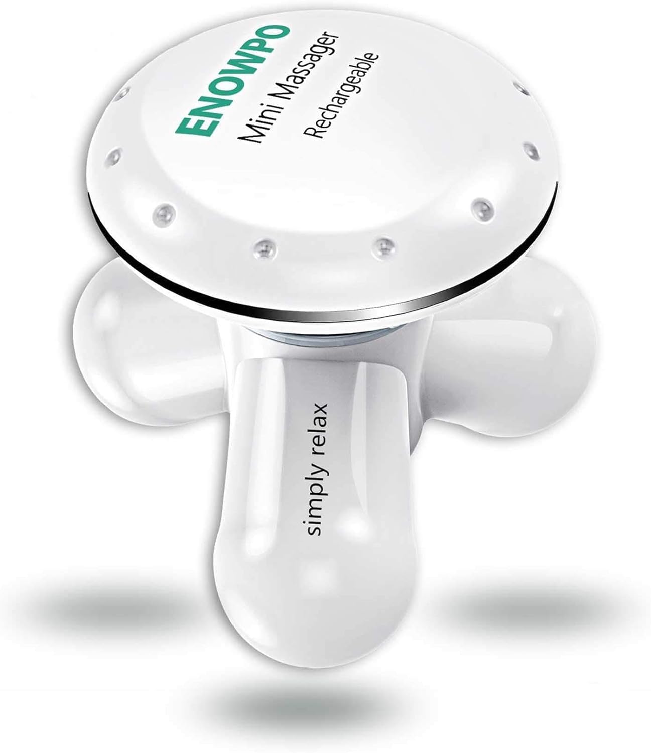 ENOWPO handheld mini massager front view highlights compact design for travel-ready use.
