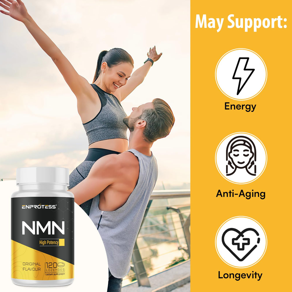 Enprotess NMN 500mg bottle shown with lab-tested quality.
