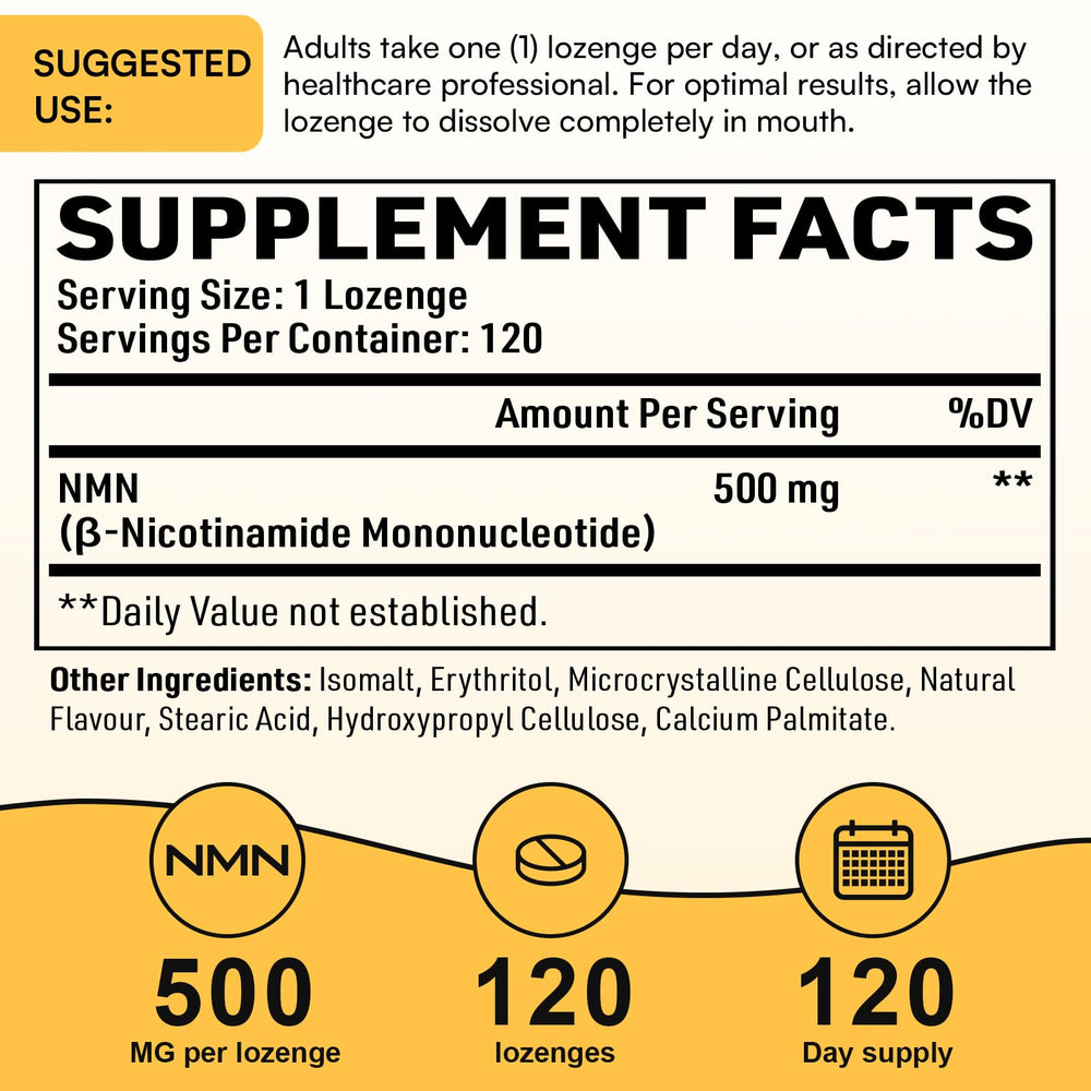 Enprotess NMN lozenges close-up for easy sublingual intake.