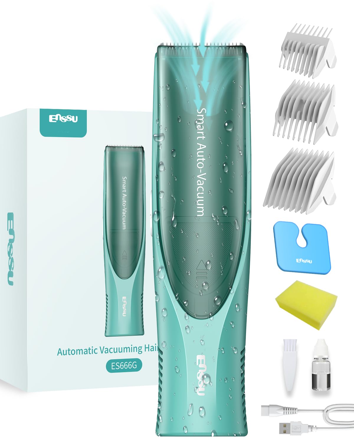 ENSSU baby hair clipper with vacuum collection for mess-free grooming