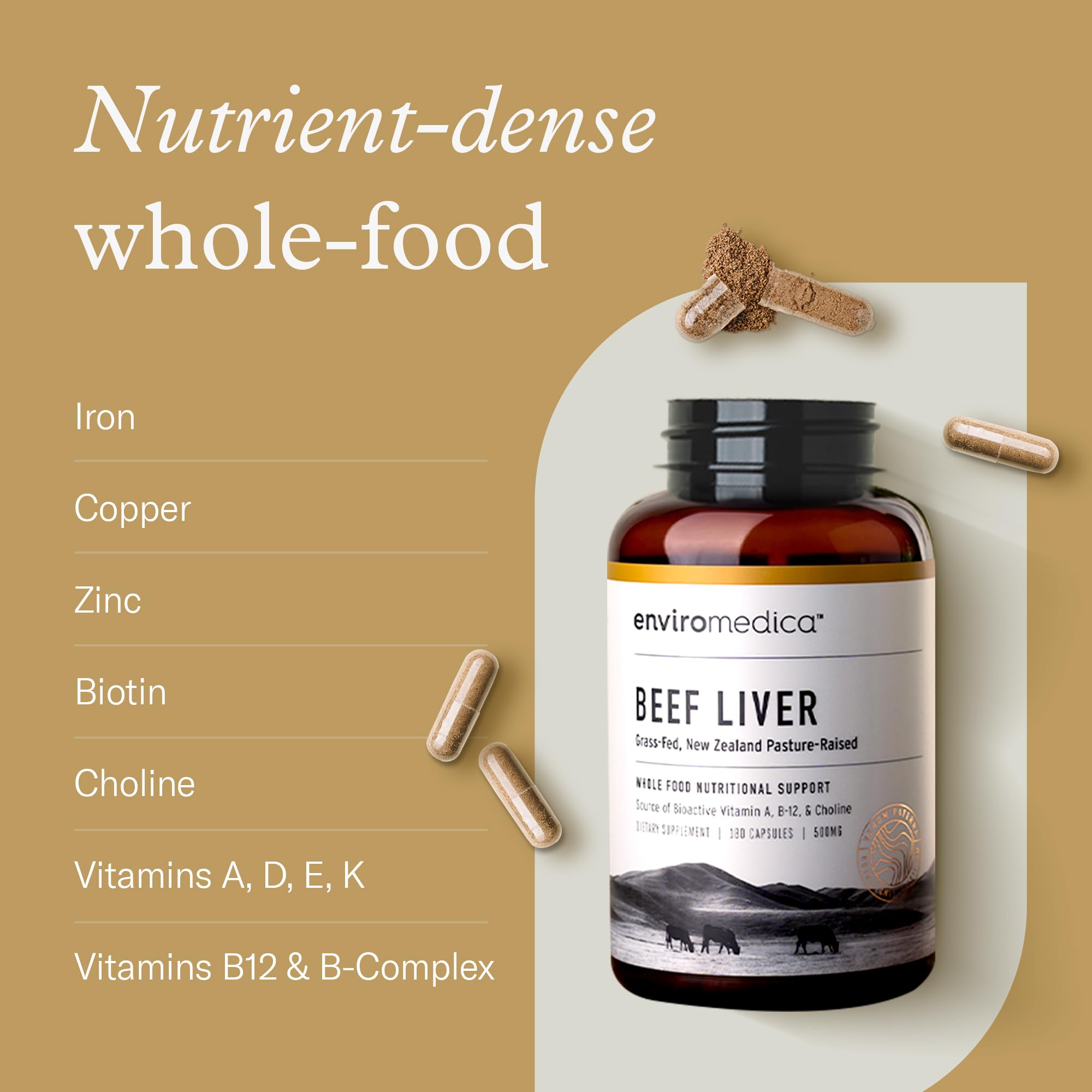 Enviromedica capsules serving idea image suggests daily usage for balanced nourishment.
