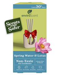 Enviroscent mango wood stand elevates the diffuser for a natural look.