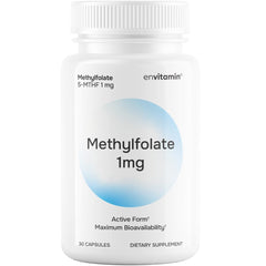Envitamin 5-MTHF bottle front highlighting active folate support for daily methylation.