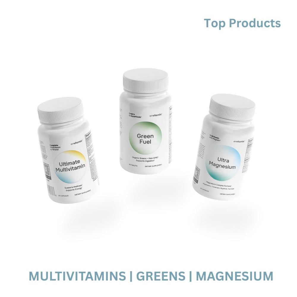 Envitamin 5-MTHF packaging image emphasizing trusted brand and 30-capsule supply.