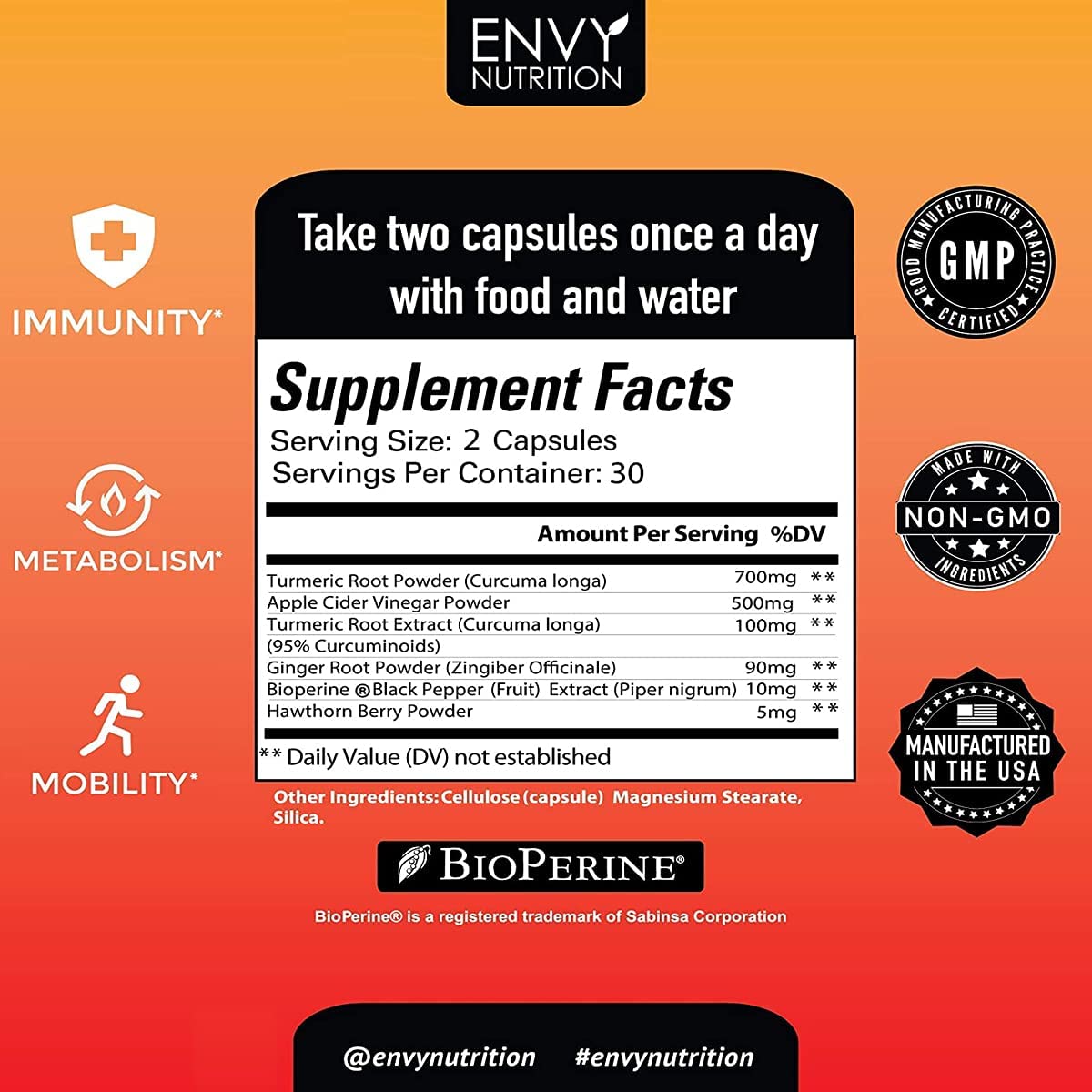 Envy Nutrition apple cider vinegar bottle highlights digestive wellness