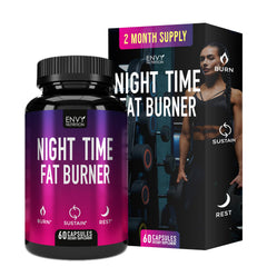 Envy Nutrition Night Time Fat Burner bottle viewed for nighttime wellness support