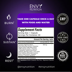 Envy Nutrition Night Time Fat Burner capsules close-up for easy nightly routine