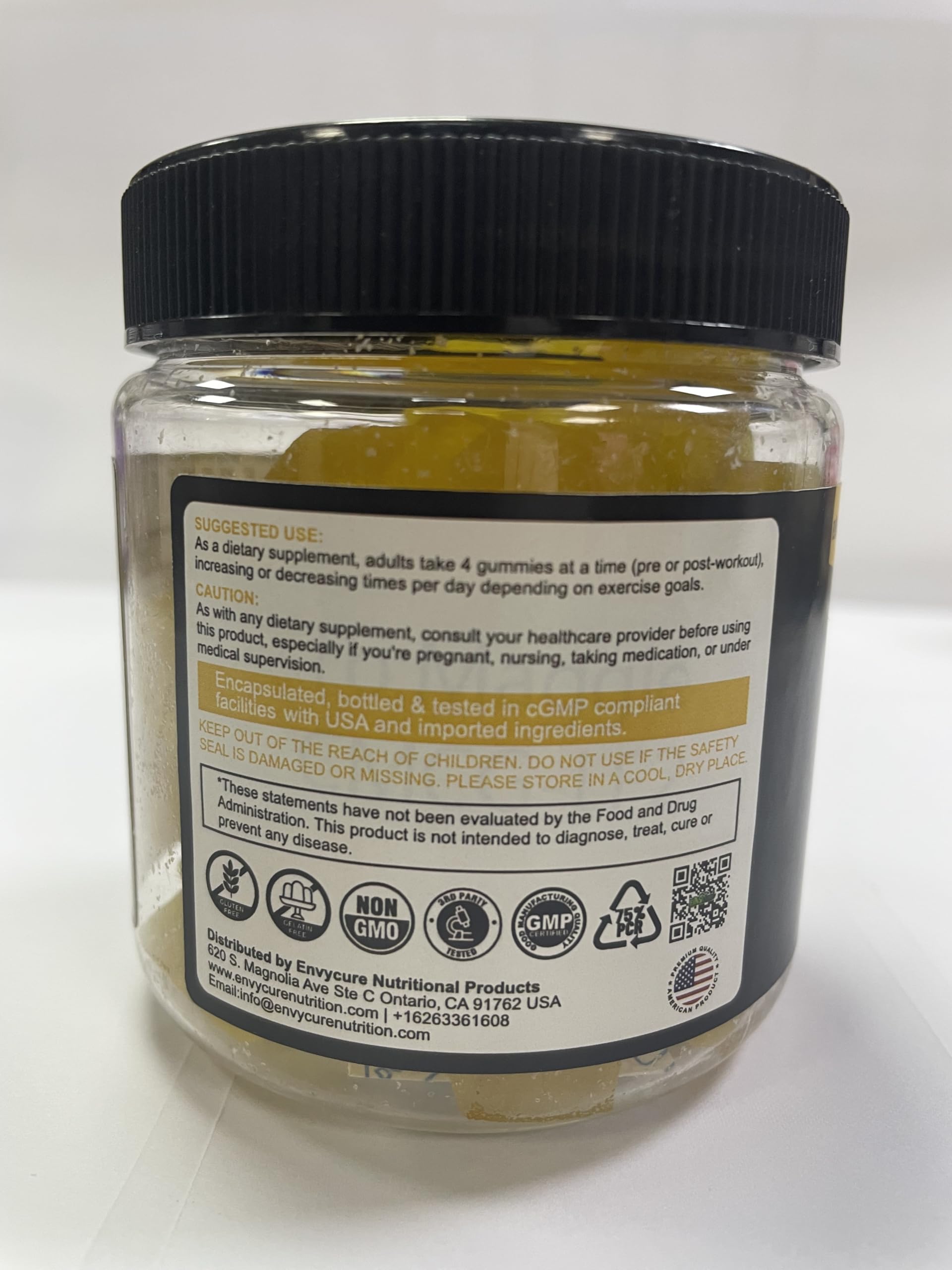 EnvyCure Creatine Monohydrate Gummies serving image illustrating 5g per serving.