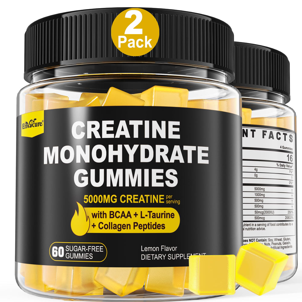 EnvyCure Creatine Gummies lemon bottle display for daily supplement