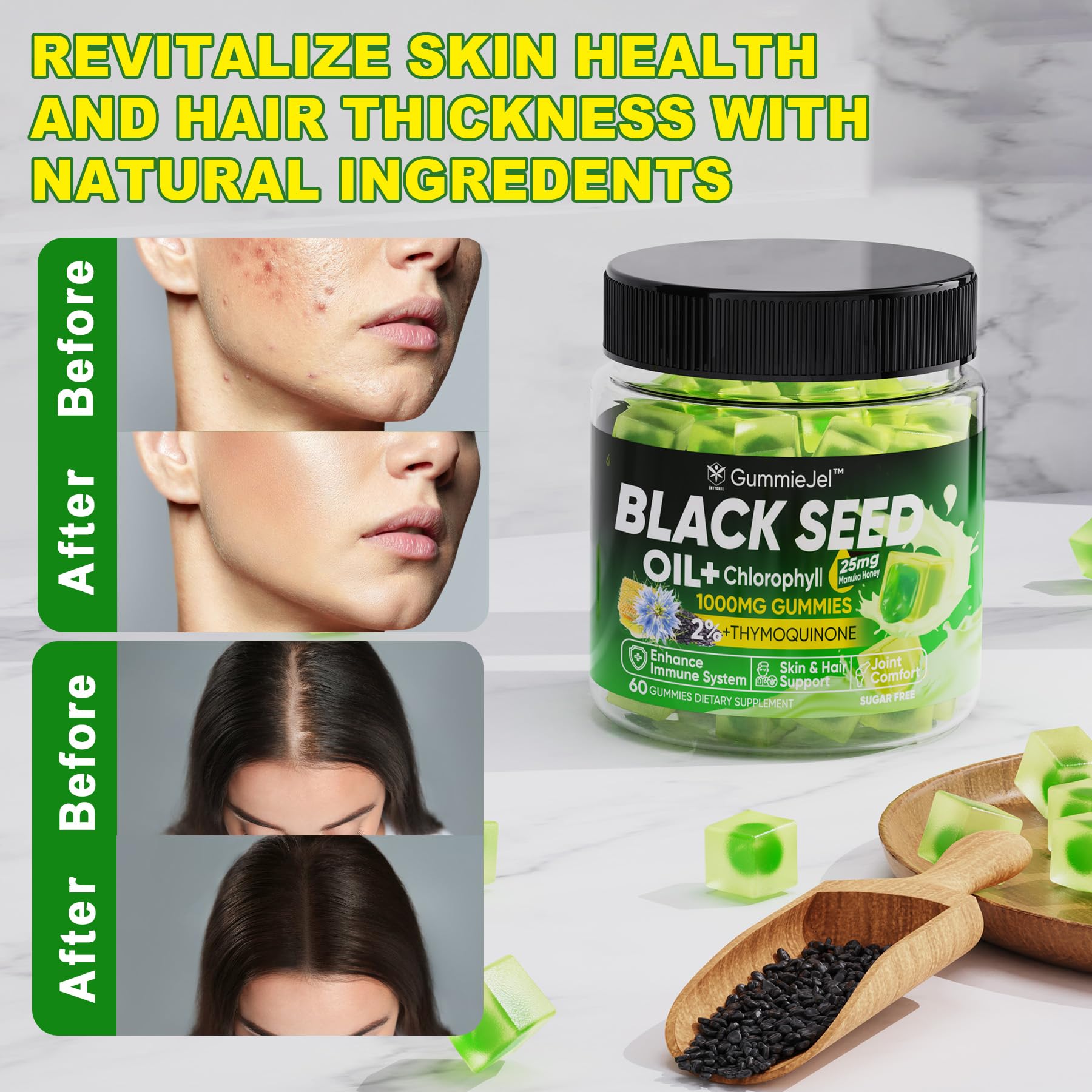 EnvyCure Gummy-filled technology graphic illustrating max potency and stability.