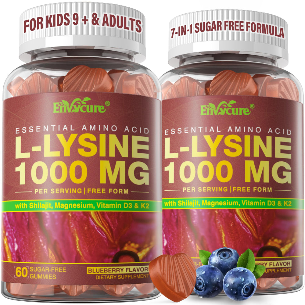 EnvyCure L-Lysine Gummies bottle front view with immune support in focus