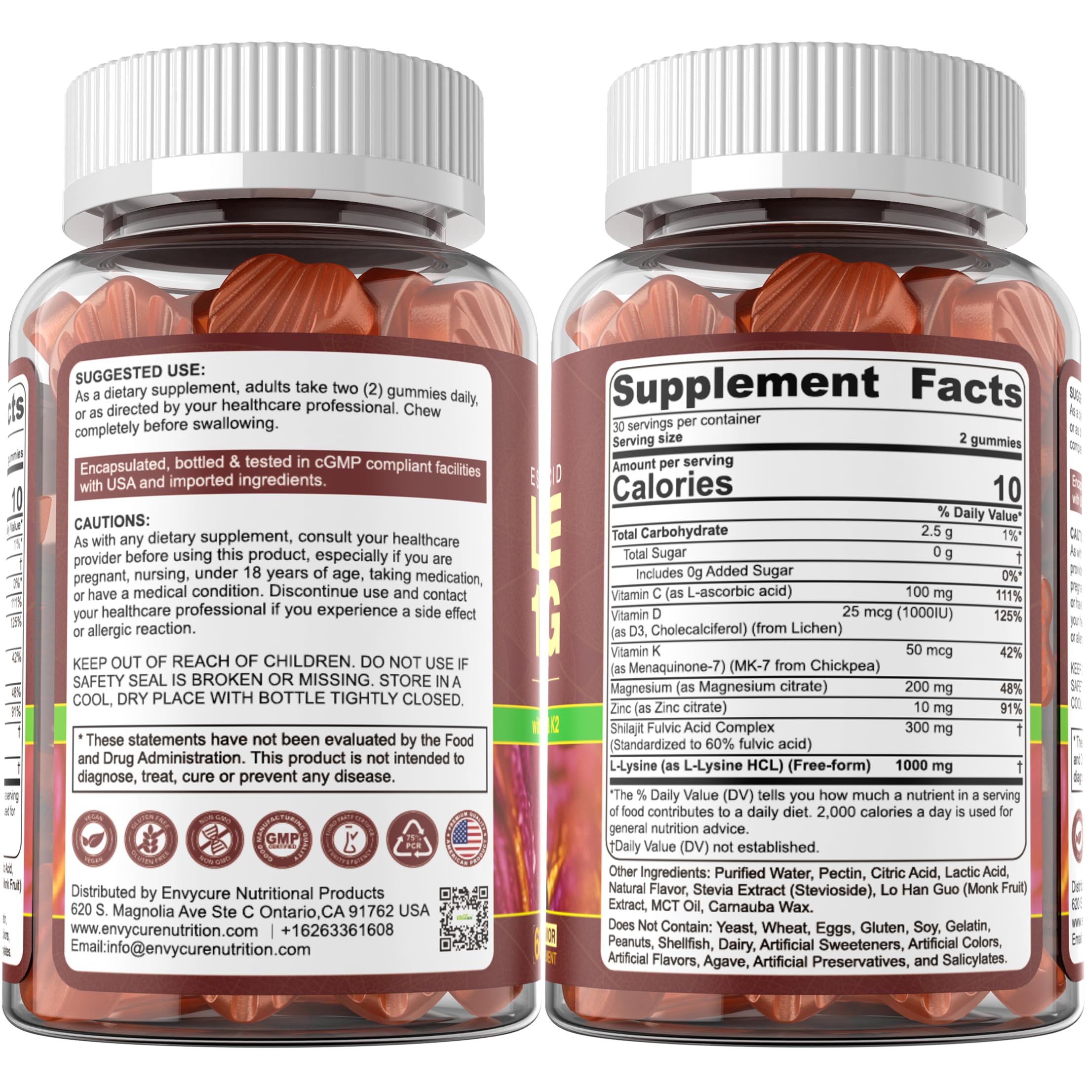 GMP-certified production line for EnvyCure L-Lysine Gummies