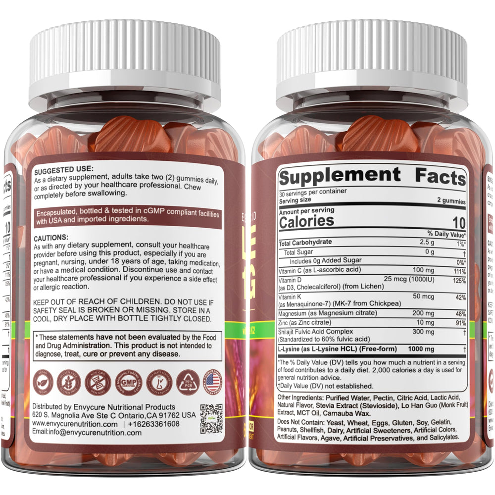GMP-certified production line for EnvyCure L-Lysine Gummies