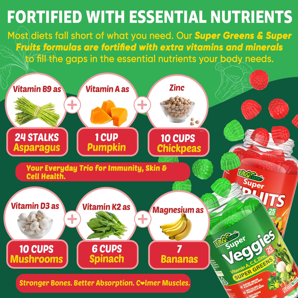 Gummies pouring from bottle illustrating convenient daily dose