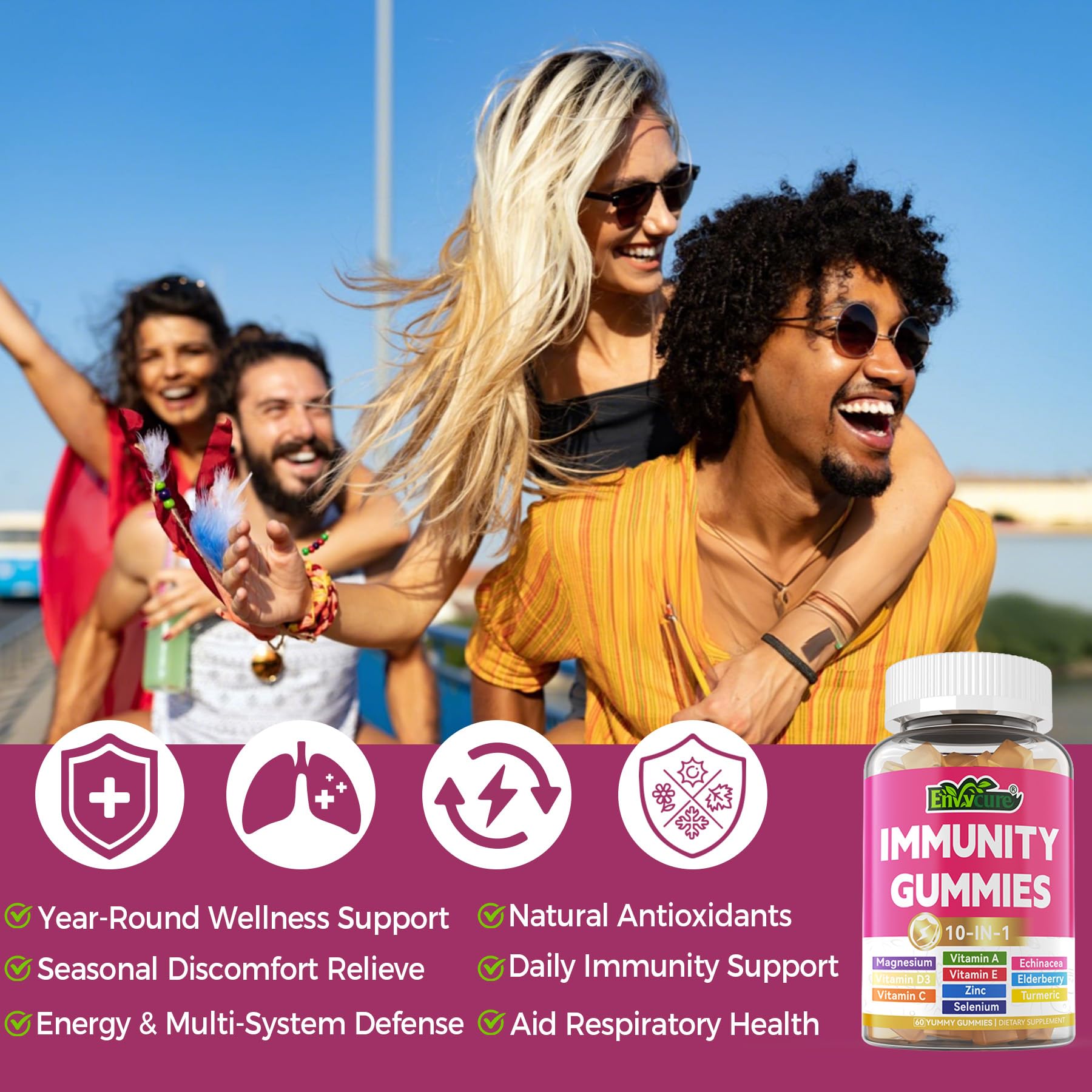 EnvyCure vegan gelatin-free label highlights cruelty-free, plant-based wellness option.