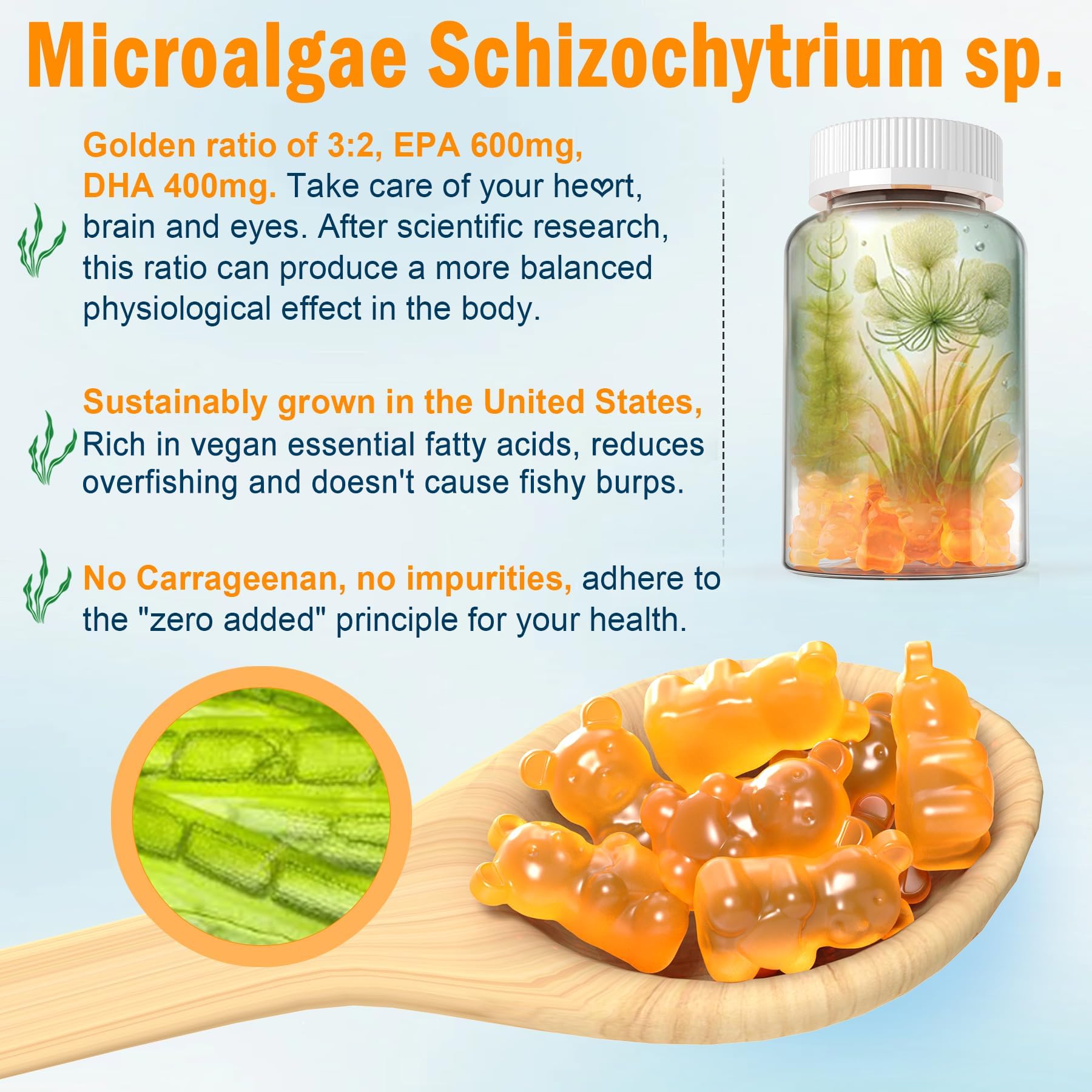 Algae-derived EPA and DHA in EnvyCure formula for eco-friendly omega-3