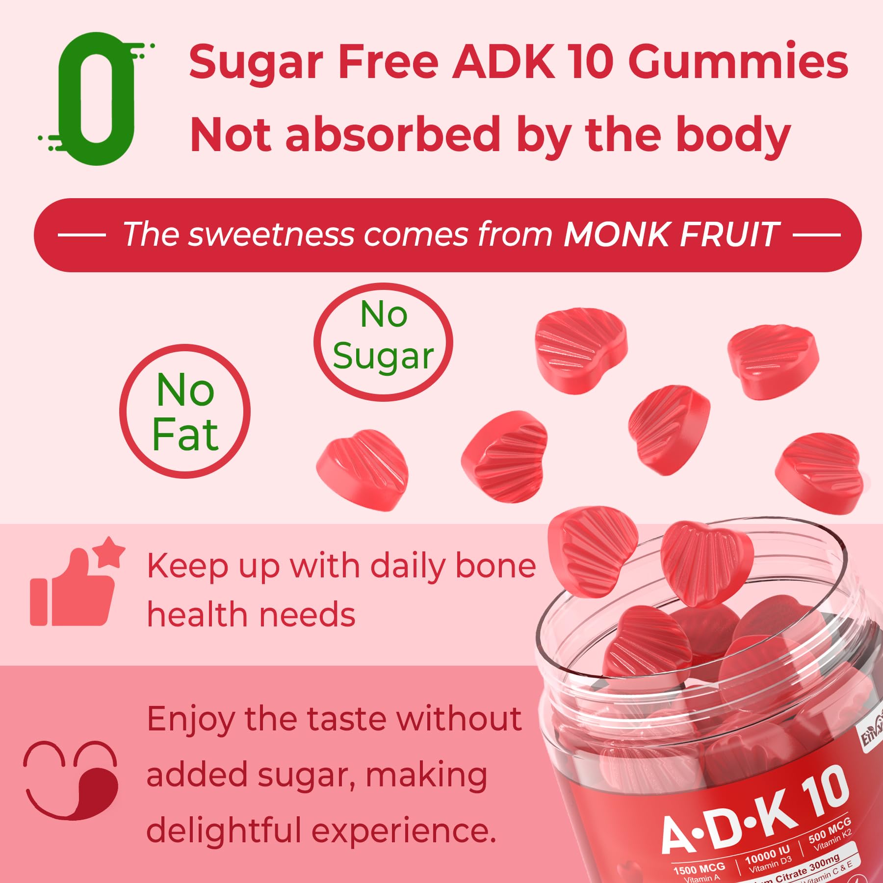 EnvCure Vitamin D3 K2 A Gummies daily dose setup for bones and teeth.