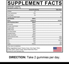EnvyDeal DHT Blocker Gummies label showcases vegan, non-GMO hair ingredients.