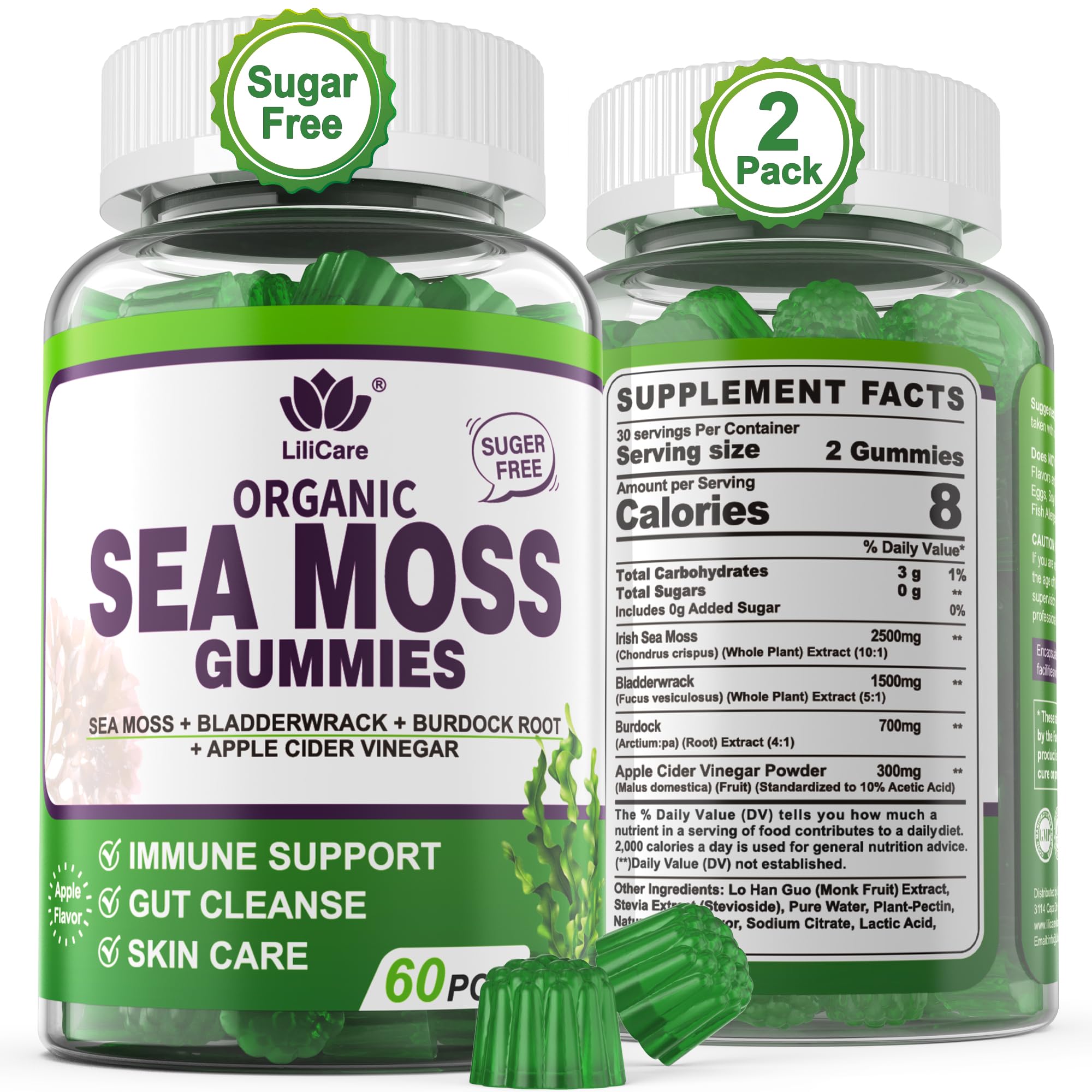 EnvyDeal Sea Moss Gummies 2-pack bottle shot for daily immune support