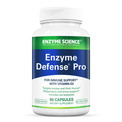 Enzyme Defense Pro bottle front shows bold branding and high potency design for immune support