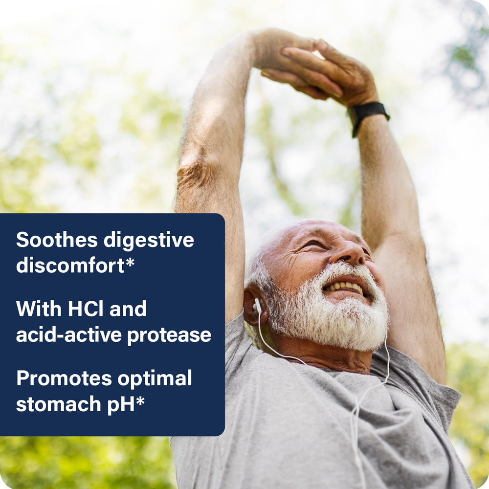 Enzyme Science Betaine HCl with Pepsin digestive benefits scene emphasizes meal-ready enzyme blend.