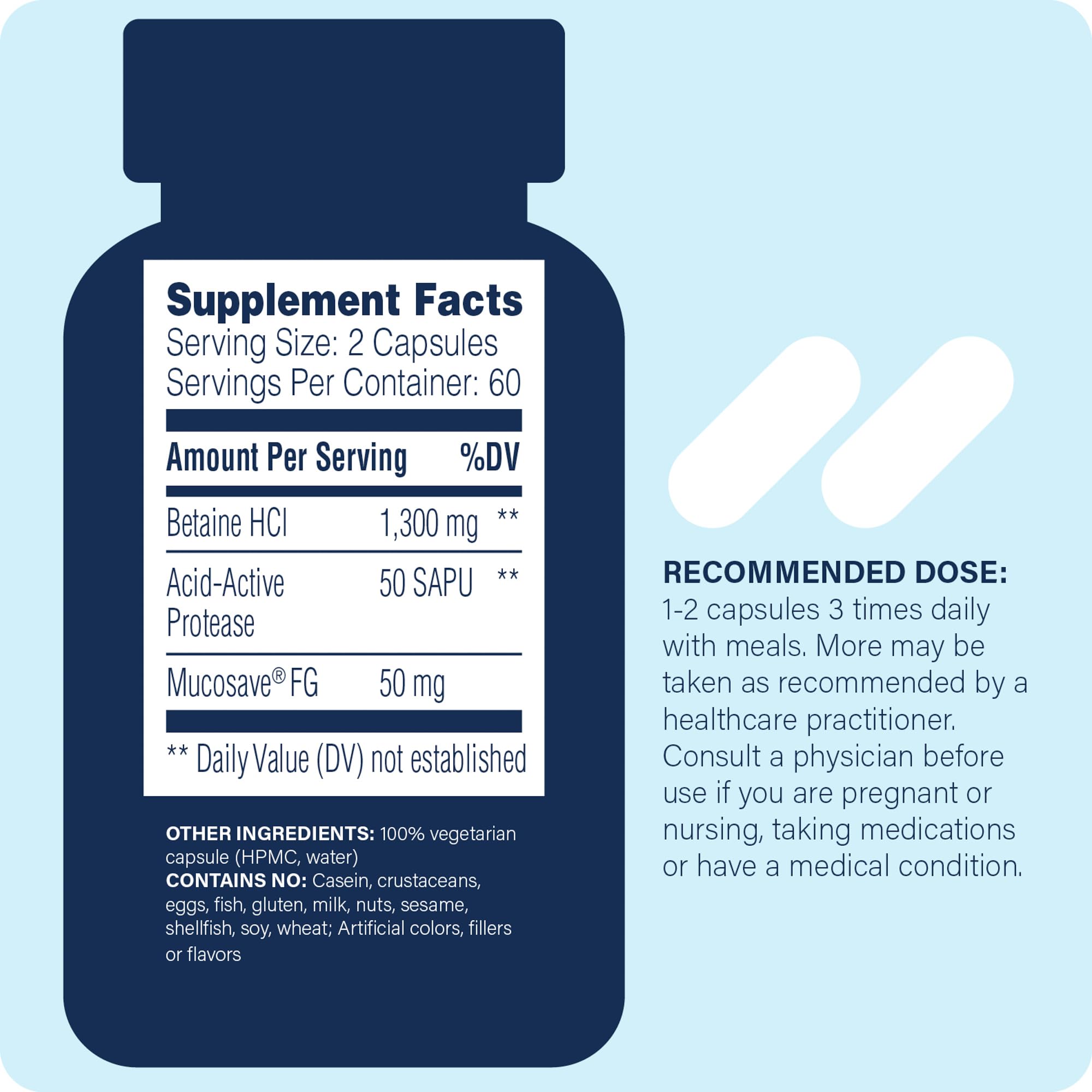 Enzyme Science Betaine HCl with Pepsin label closeup highlights vegan enzyme pairing.