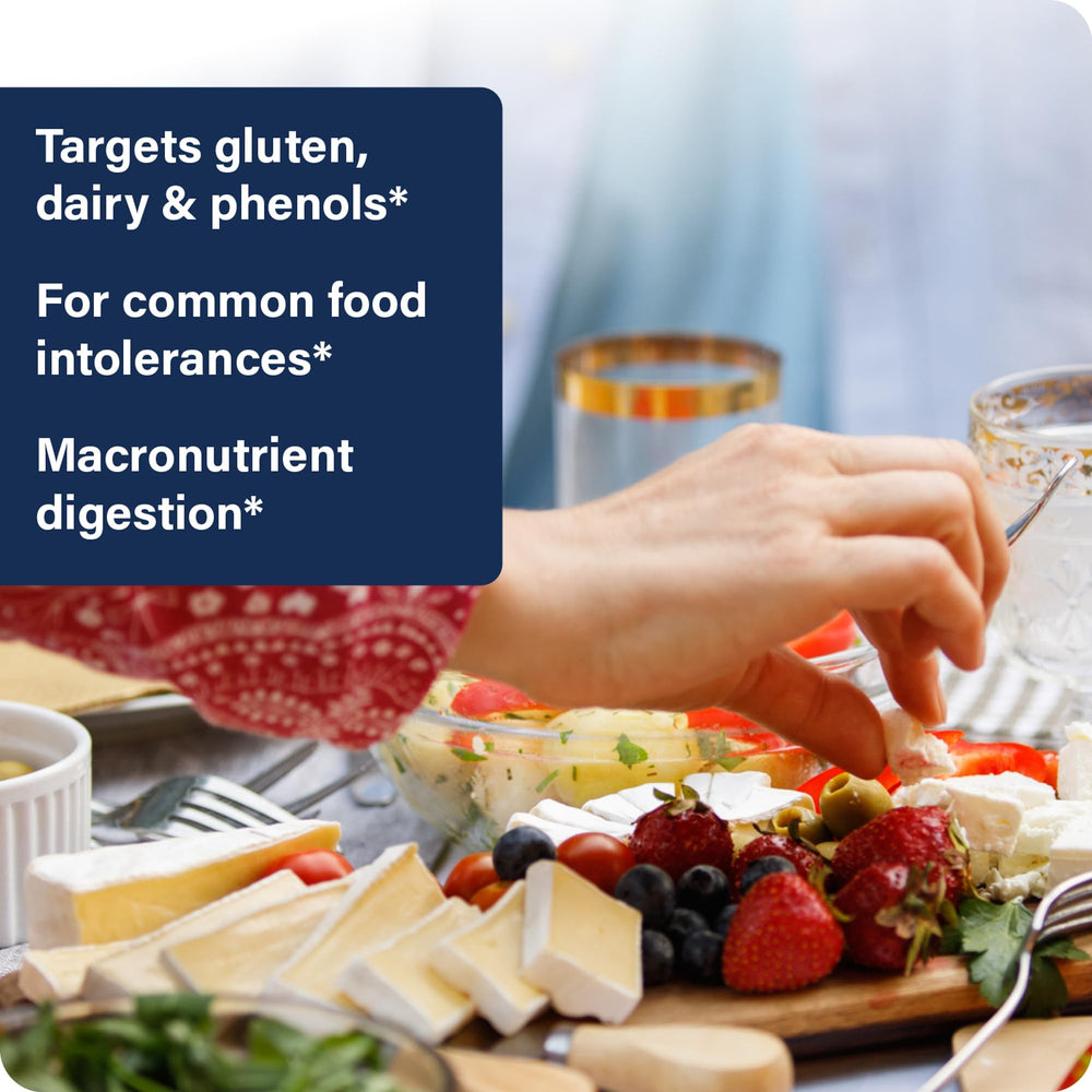 Enzyme Science Intolerance Complex in-use scene suggests practical daily use during meals.