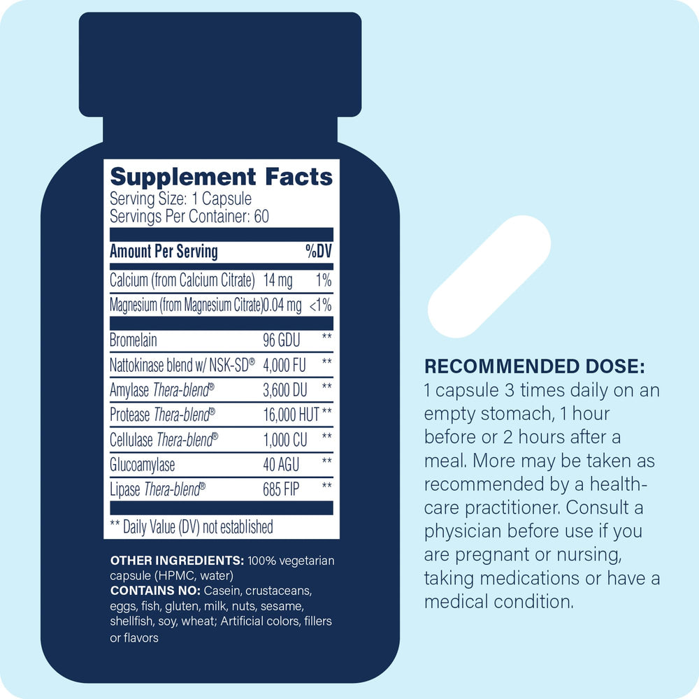 Closeup of Nattokinase Pro capsules highlighting vegan and kosher certification.