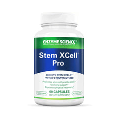 Enzyme Science Stem XCell Pro bottle with capsules for antioxidant support and cellular health.