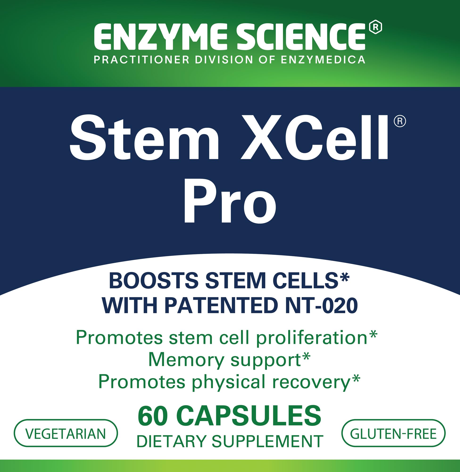 Close-up of Stem XCell Pro capsules suggesting immune support and stem cell health.