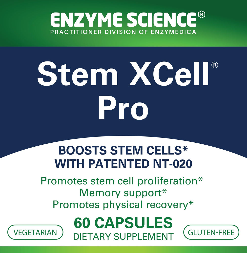 Close-up of Stem XCell Pro capsules suggesting immune support and stem cell health.
