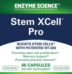 Close-up of Stem XCell Pro capsules suggesting immune support and stem cell health.